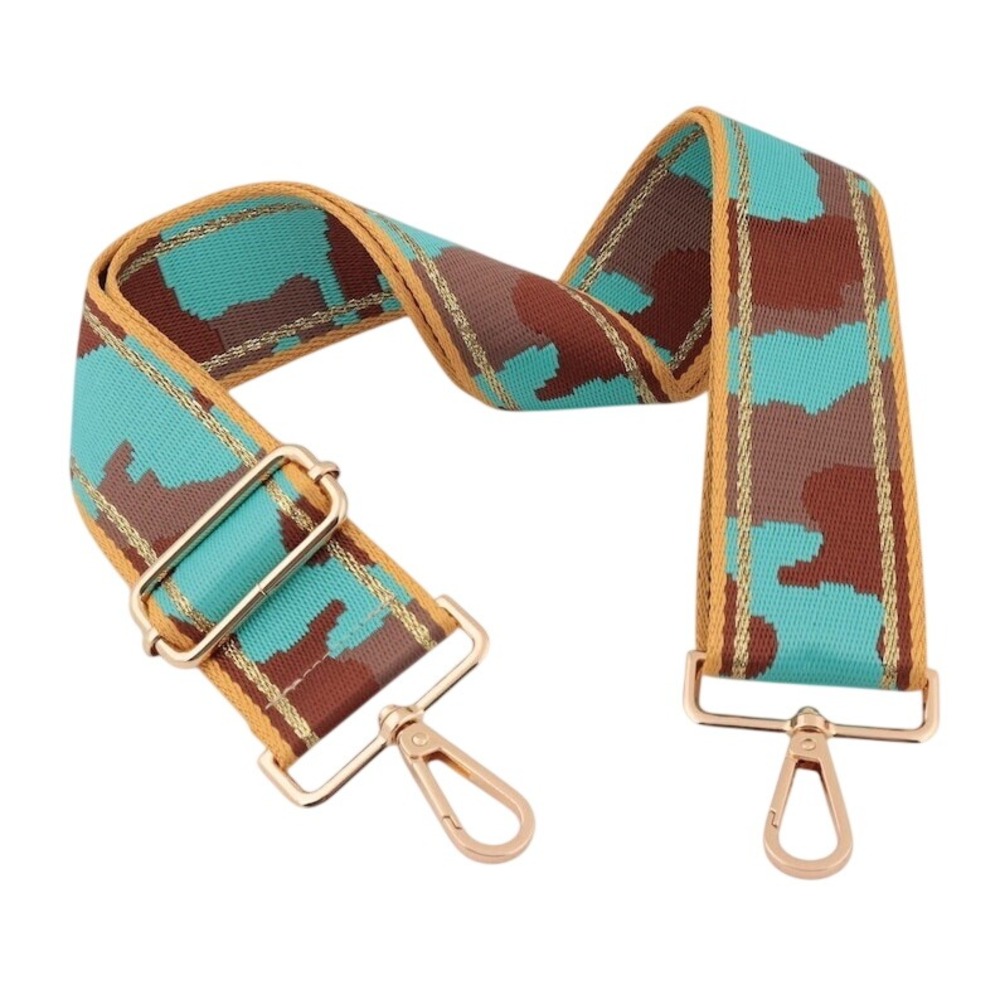 Lattitudes Turquoise Saddle Camo Capri Strap Rose Gold Hardware 1021LAT-TCAPRI